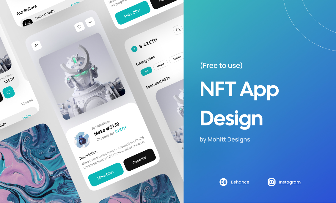 NFT აპლიკაციის მობილური დიზაინი