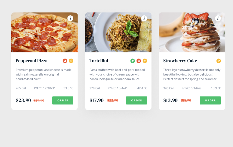 საკვების ქარდის დიზაინები