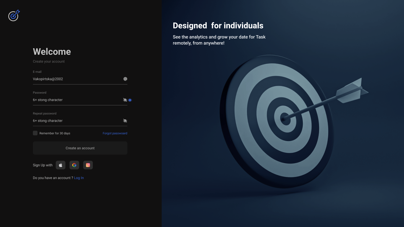 ავტორიზაციის გვერდი Nick-სგან